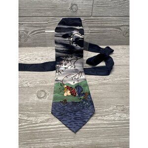 Vintage Balancine Fisherman Hot Cakes Gary Patterson Novelty Tie Necktie Fishing